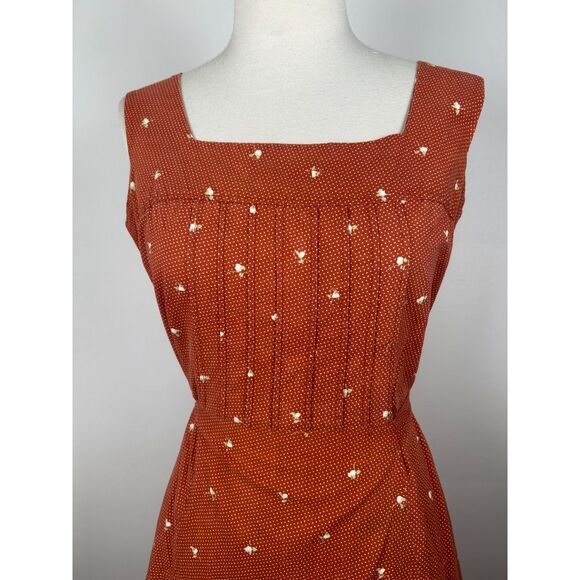 Vintage 60s 70s Calico Floral Prairie Romantic Dress Pinafore Cottagecore S - Picture 6 of 6